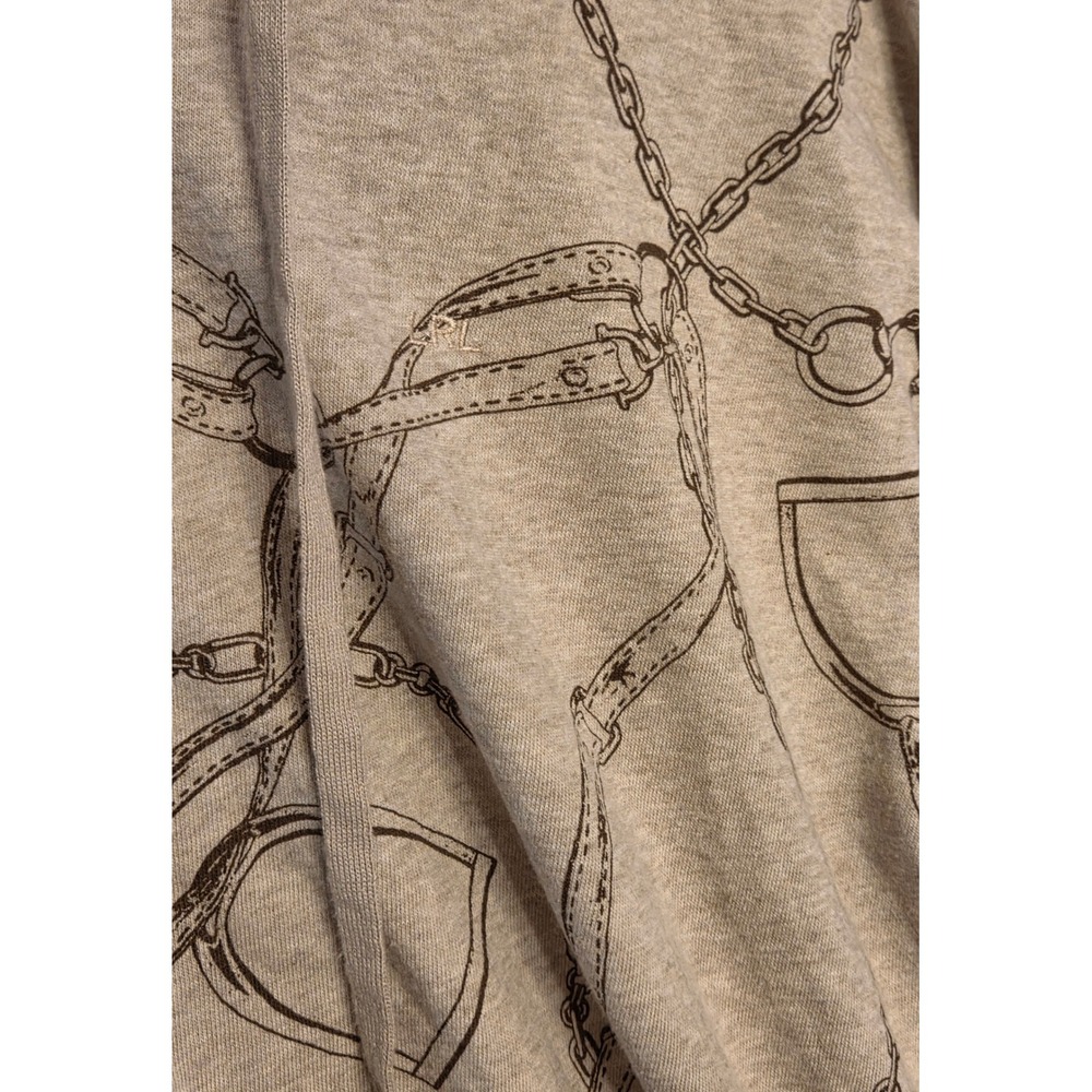 Polo‎ Lauren Ralph Lauren Hoodie  Women's Size Medium Chain Link Print Tan - Picture 2 of 10